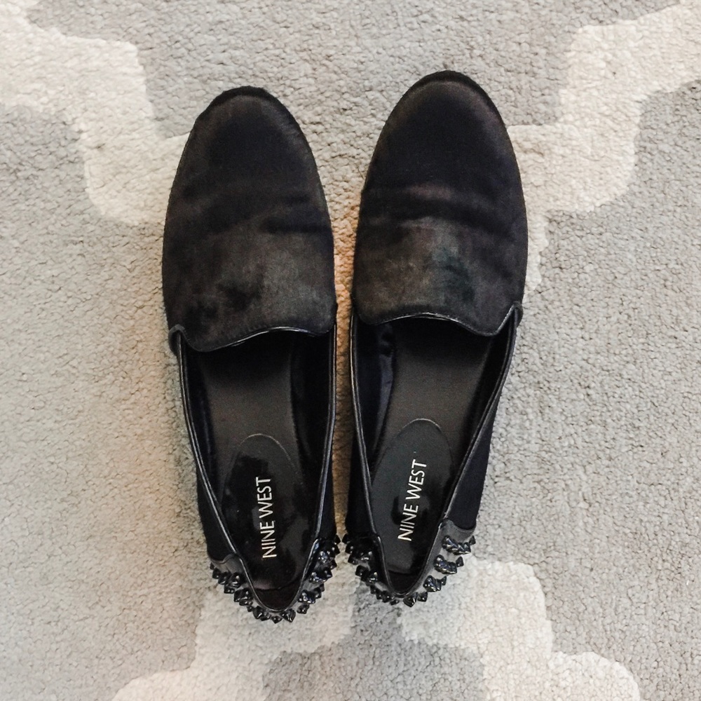 Nine West Calf Hair Flats with Black Stud Heel